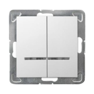 Impresja biały p/t łącznik dwugrupowy świecznikowy z podświetleniem bez ramki