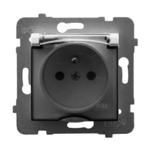 Aria biały p/t gniazdo pojedyncze z uziemieniem 2P+Z IP44 klapka dymna bez ramki