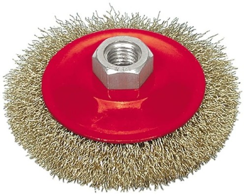 VOREL SZCZOTKA STOŻKOWA 100mm, DRUT KARBOWANY, GWINT   06972