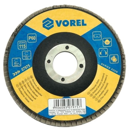 VOREL ŚCIERNICA LISTKOWA 125mm P120 LAMELA DO SZLIFIERKI KĄTOWEJ
