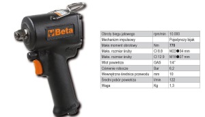BETA PNEUMATYCZNY KLUCZ UDAROWY 1/2" 770Nm /1927XM 122 l/min.