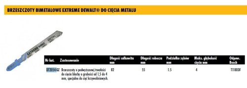 DEWALT BRZESZCZOT DO WYRZYNARKI  82x4mm T118OF METAL /5szt.