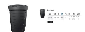 PP.POJEMNIK NA DESZCZÓWKĘ 210L CZARNY RAINCAN