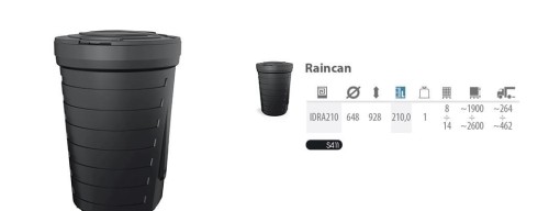 PROSPERPLAST POJEMNIK NA DESZCZÓWKĘ RAINCAN 210L CZARNY