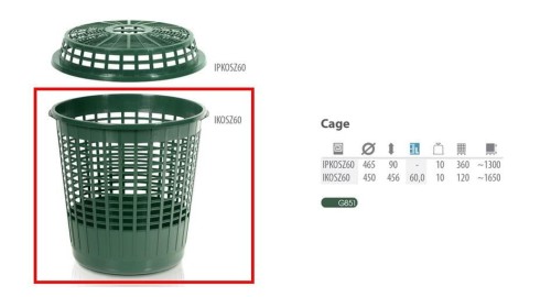 KOSZ ZIELONY CAGE  60L