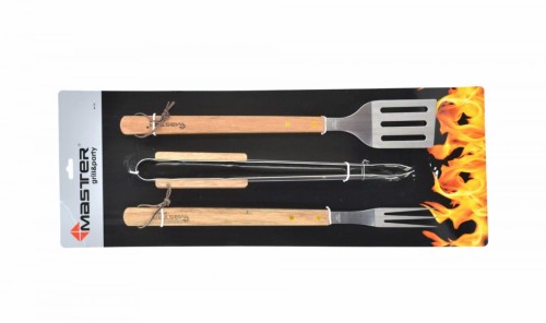 MASTER GRILL ZESTAW AKCESORIÓW DO GRILLA  3 szt. /DREWNIANE UCHWYTY