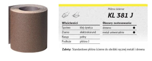 KLINGSPOR ROLKA NA PODŁOŻU PŁÓCIENNYM KL381J 150mm gr.180  (50mb)