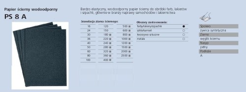 KLINGSPOR ARKUSZE ŚCIERNE NA PODŁOŻU PAPIEROWYM 230mm x 280mm PS8A NA MOKRO gr.1200 /50szt.