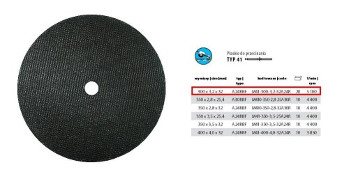 INCOFLEX TARCZA DO CIECIA METALU 300 x 3,2 x 32mm