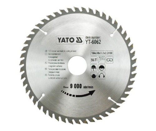 YATO  PIŁA TARCZOWA WIDIOWA 184x30mm  50-ZĘBÓW  6062