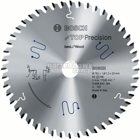 BOSCH PIŁA TARCZOWA MULTIMATERIAL TOP PRECISION 165x20mm 48-ZĘBÓW
