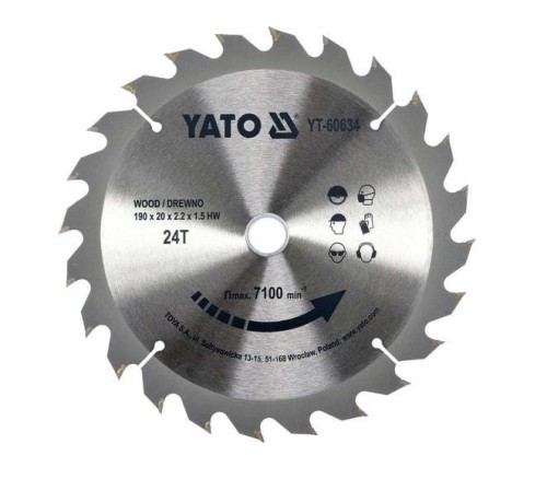 YATO PIŁA TARCZOWA 190 x 20mm 24-ZĘBY WIDIOWE   60634