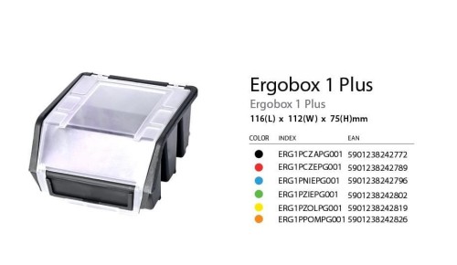 ERGOBOX PLUS 1 CZERWONY, 118 x 112 x 75mm