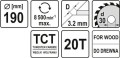 YATO PIŁA TARCZ.WID. 190*20*30    60488