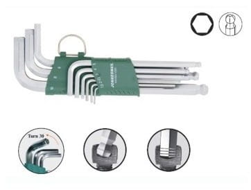 JONNESWAY IMBUSY 9 elem. DŁUGIE Z KULĄ (1,5-10) BEZPOSLIZGOWE  H05SA109S