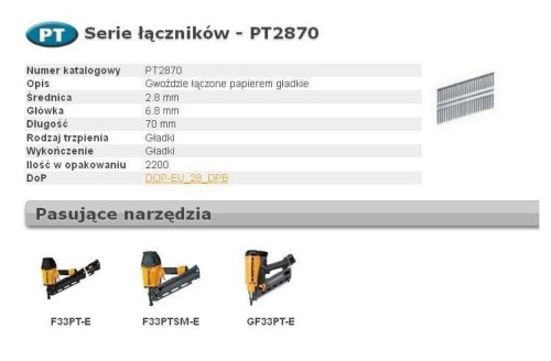 BOSTITCH GWOŹDZIE PT 33` 2,8 x 70mm 2200 szt.