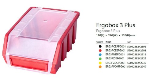ERGOBOX PLUS 3 CZERWONY, 168 x 240 x 126mm