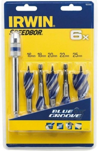 IRWIN WIERTŁO DO DREWNA KOMPLET 5szt.BLUE GROOVE 6X 16, 18, 20, 22, 25 mm