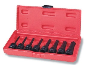 JONNESWAY KLUCZE TRZPIENIOWE TORX UDAROWE 8 elem. Z NASADKĄ 1/2"   S06A408S