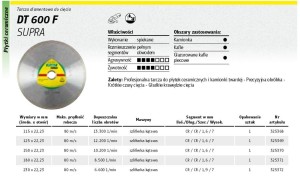 KLINGSPOR TARCZA DIAMENTOWA PEŁNA 125mm x 1,6mm x 22,2mm   DT600F CERAMIKA.