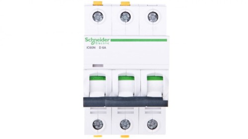 Wyłącznik nadprądowy 3P D 6A 6kA AC iC60N-D6-3 A9F05306