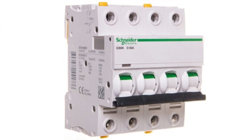 Wyłącznik nadprądowy 4P D 63A 6kA AC iC60N-D63-4 A9F05463