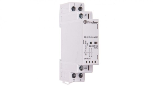 Stycznik modułowy 1Z 1R 25A 24V AC/DC, wskaźnik zadziałania + LED, 17,5mm 22.32.0.024.4520