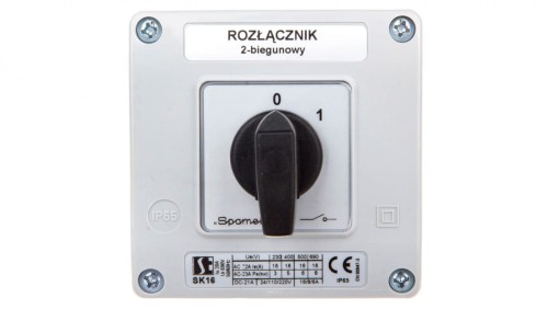 Łącznik krzywkowy 0-1 2P 16A w obudowie SK16-1.828OB11