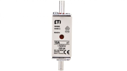 Wkładka bezpiecznikowa NH000 10A gG 500V 004181204
