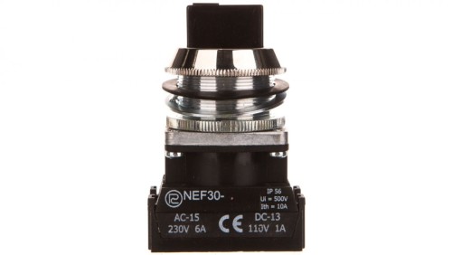 Przełącznik 3 położeniowy pokrętło 30mm czarny 2Z bez samopowrotu W0-NEF30-TPC 2X S
