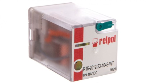 Przekaźnik przemysłowy 2P 10A 48V DC R15-2012-23-1048-WT 802889
