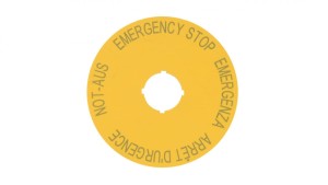 Tabliczka opisowa żółta okrągła fi90 EMERGENCY STOP M22-XAK1 216465