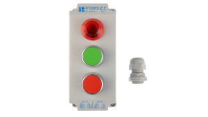 Kaseta sterownicza 3-otworowa z przyciskami zielony/czerwony + lampka sygnalizacyjna IP65 ST22K3\05-1