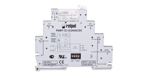 Przekaźnik czasowy wąskoprofilowy wielofunkcyjny 1Z 6A 1sek-10dni 24V AC/DC PIR6WT-1Z-24VAC/DC-R 857666