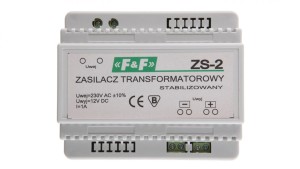 Zasilacz stabilizowany 230VAC/12VDC 12W 1A ZS-2
