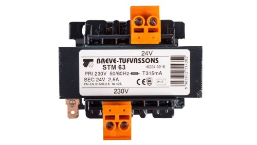 Transformator 1-fazowy bezpieczeństwa STM 63 230/ 24V 2,6A, Ta 40, 16224-9916