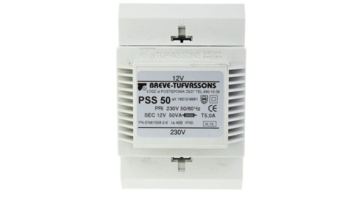 Transformator 1-fazowy modułowy bezpieczeństwa PSS 50 230/ 12V 4,0A, na szynę DIN, IP30, Ta 40, 16012-9981