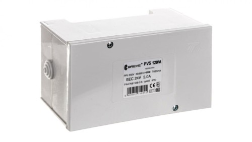 Transformator 1-fazowy bezpieczeństwa PVS 120/A 230/ 24V 5,0A, w obudowie, IP54, Ta 40, 16024-9995