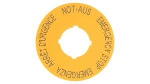 Tabliczka opisowa żółta okrągła fi60 EMERGENCY STOP M22-XBK1 216483
