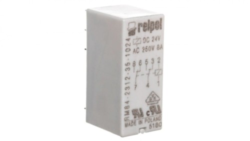 Przekaźnik miniaturowy 2P 8A 24V DC PCB AgNi/Au RM84-2312-35-1024 600388