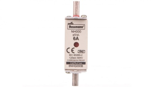 Wkładka bezpiecznikowa NH000 6A gL/gG 500V 6NHG000B