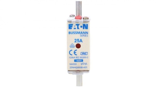 Wkładka NH000 25A 400V gL/gG podwójny wskaźnik 25NHG000B-400