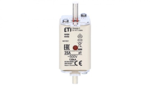 Wkładka bezpiecznikowa NH00 25A gG 500V 004182207