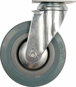 VOREL KOŁO SKRĘTNE SZARA GUMA  125mm