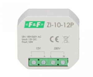 Zasilacz impulsowy do puszki 180-264V AC, wyj. 12V DC 0,83A 10W ZI-10-12P