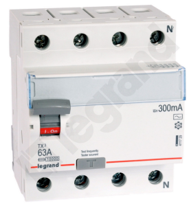 Wyłącznik różnicowoprądowy 4P 63A 0,3A typ AC P304 TX3 411729