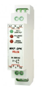 Przekaźnik zaniku, kolejności i asymetrii faz, kontrola styków, 1P MKF-2PK