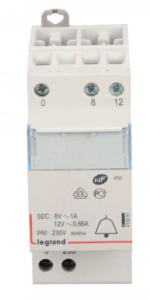 Transformator dzwonkowy modułowy TR308 230/12/8V 8VA 0,66/1A 413091