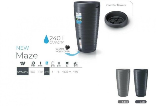 PROSPERPLAST POJEMNIK NA DESZCZÓWKĘ 240L SZARY MAZE