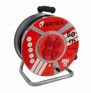 VERTEX.PRZEDŁUŻACZ BĘBEN 25m 3x2,5mm PB25 METAL CZARNY